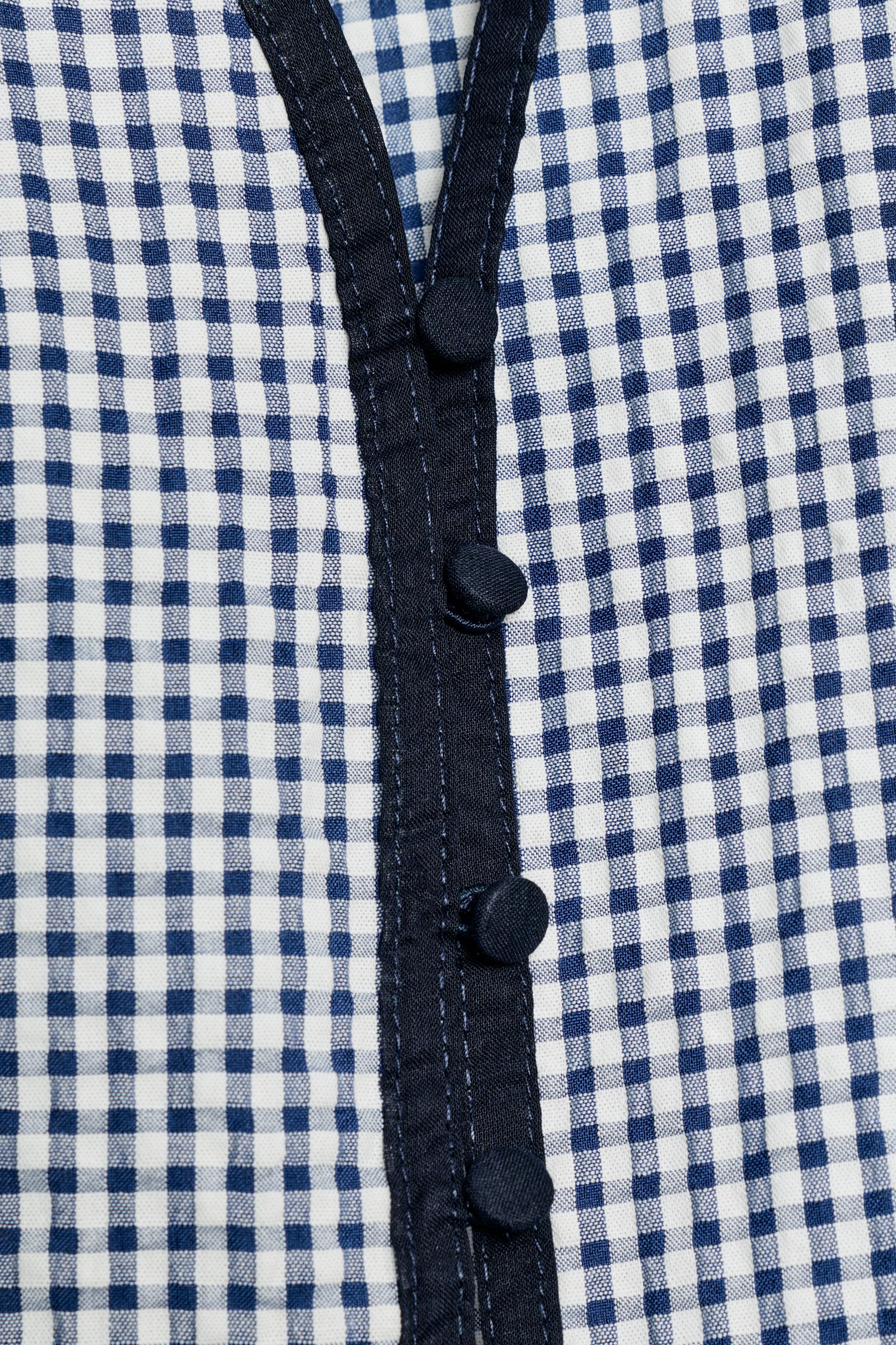 GINGHAM PEPLUM BLOUSE